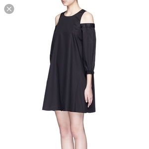 🎉Tibi Black Cold Shoulder Dress Cotton w Pockets